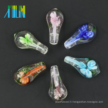 MC0106 Date conception Luminous Lampwork Glass Pendentifs pour collier ou boucle d&#39;oreille raccords 12 pcs / boîte